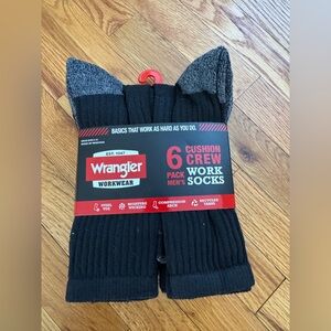 Wrangler Men's Black and Gray Cushion Crew Socks - 6 Pack